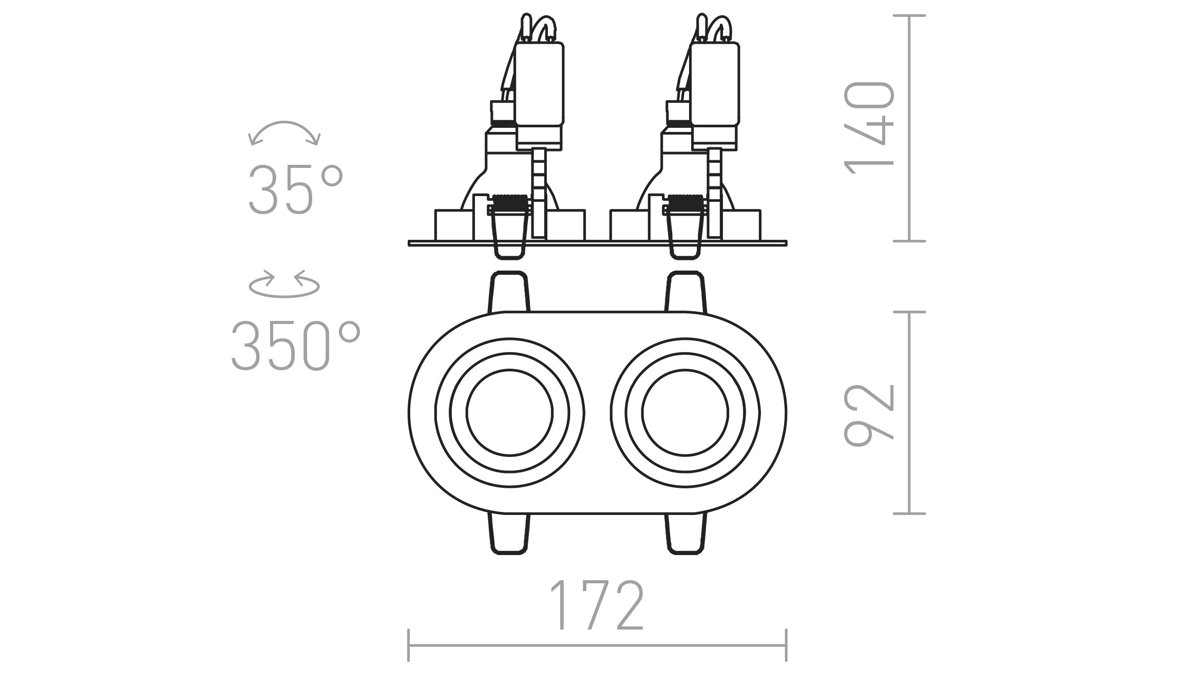 BIZZ II κατευθύνσεως λαμπτήρας - Product sketch
