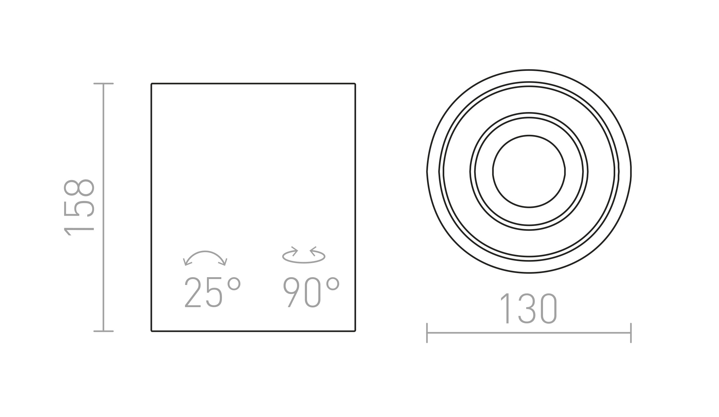 COLES riktbar tak lampa - Product sketch