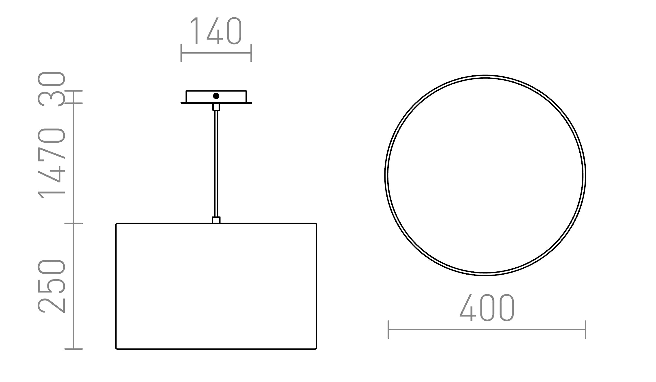 LALO 40 suspension lampe - Product sketch