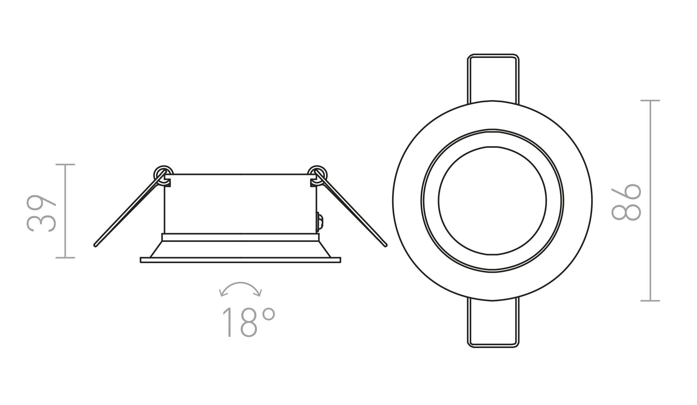 SOBER inbouwlamp lamp - Product sketch