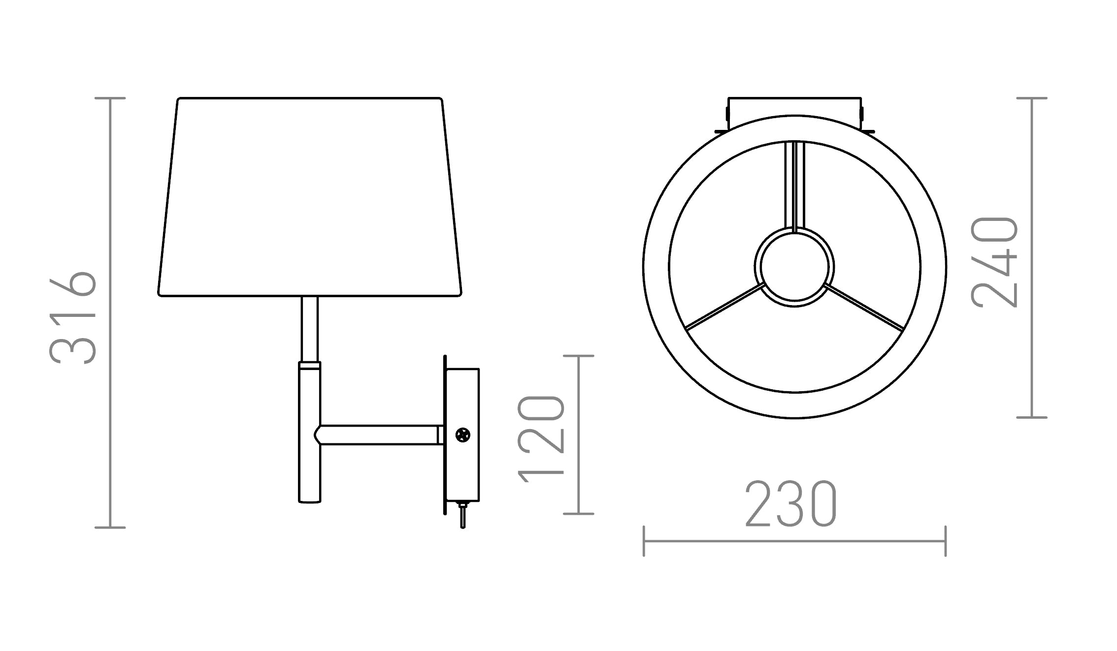 BROADWAY Wandleuchte lampe - Product sketch