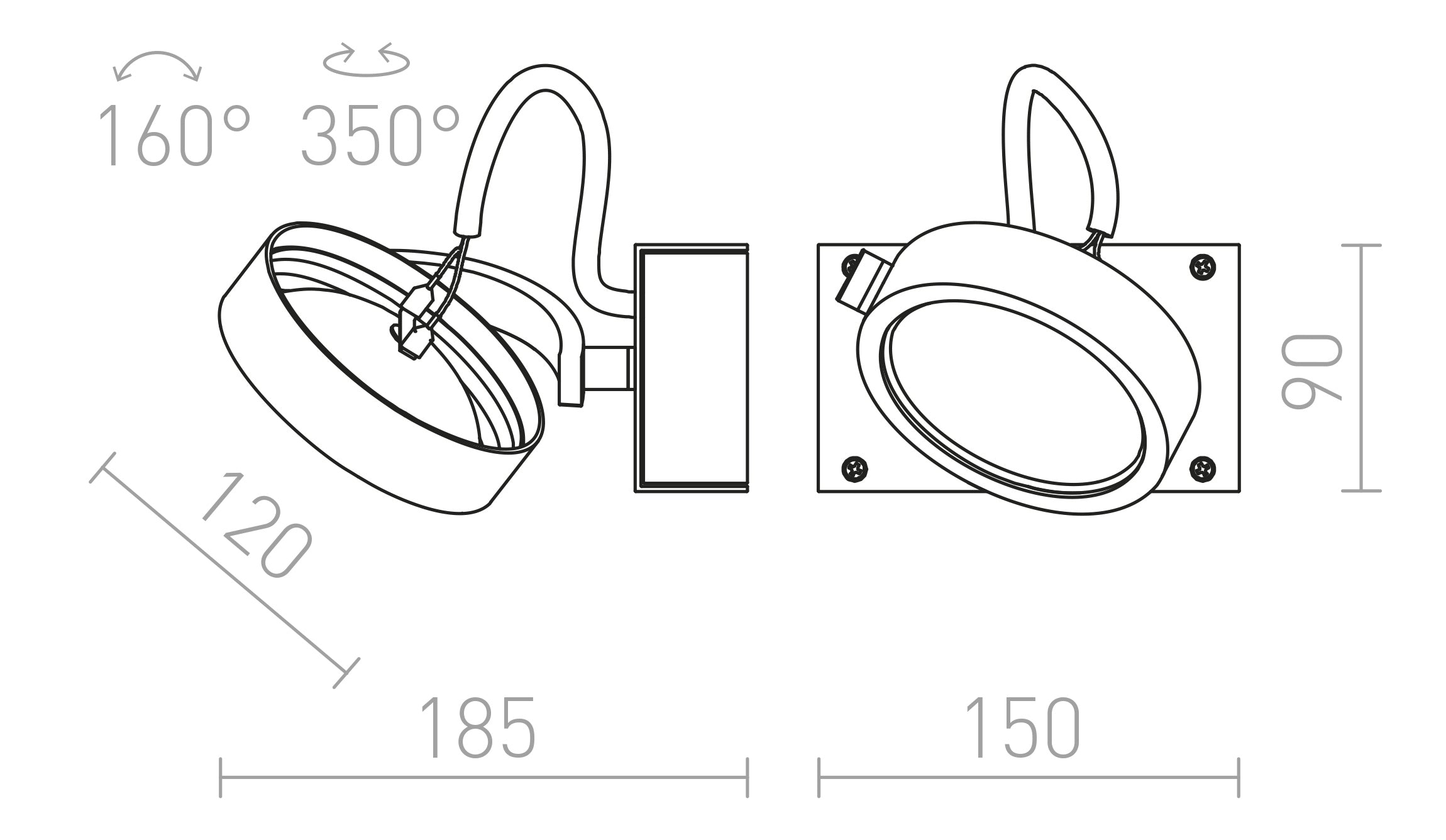 KELLY I de pared lámpara - Product sketch