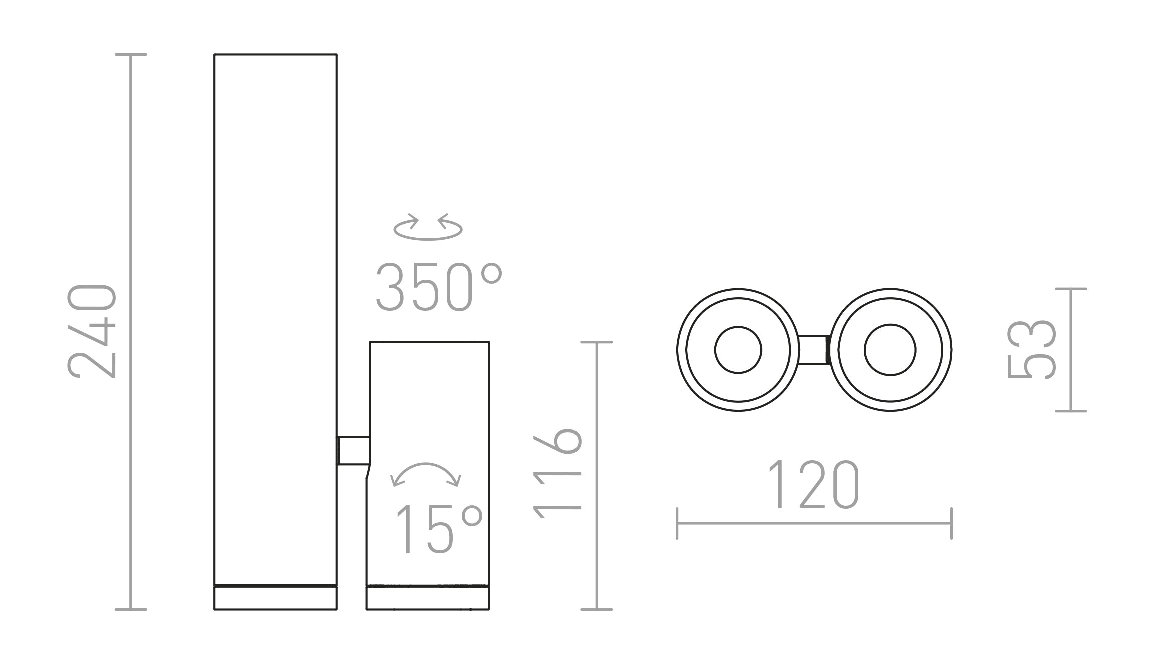 BOGARD TWIN de techo lámpara - Product sketch