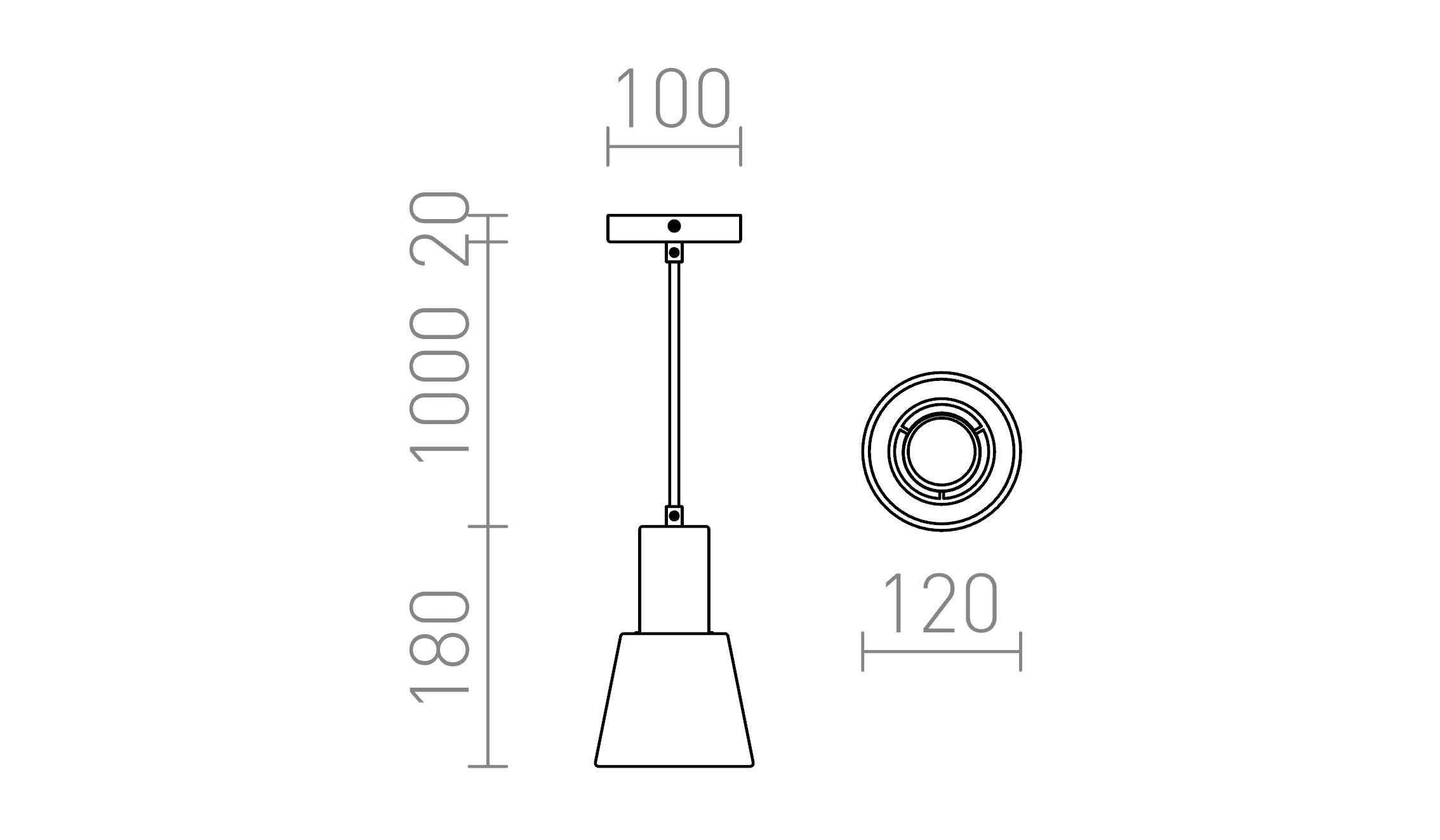 ICAR viseća lampa - Product sketch