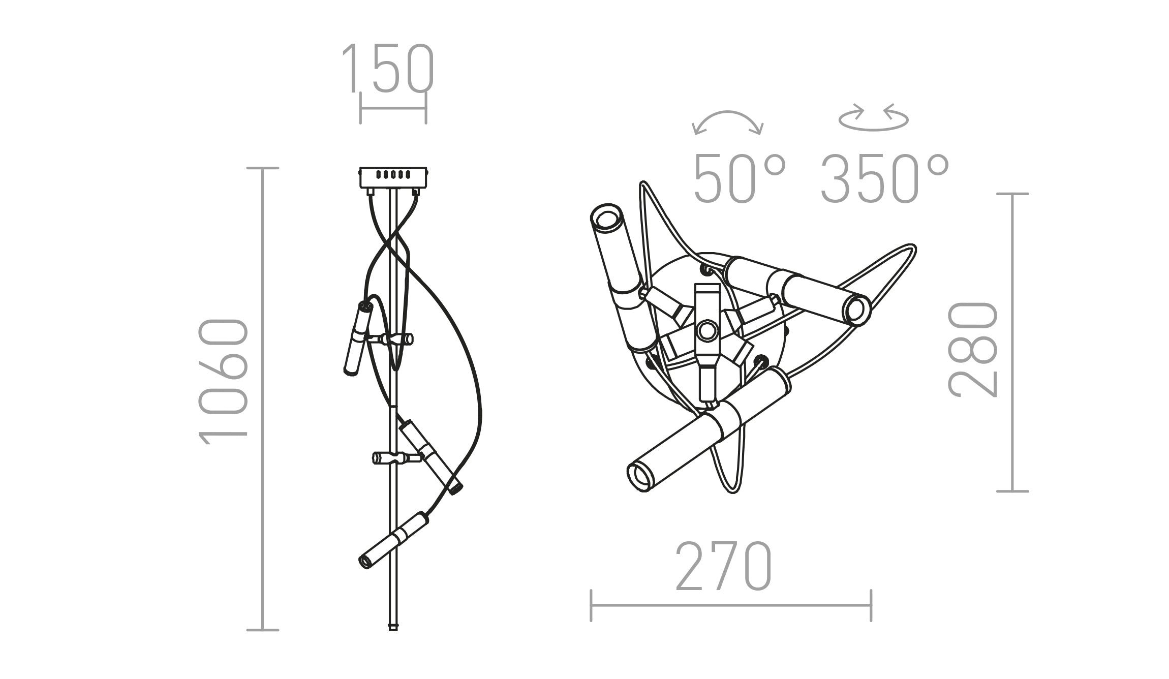 VIPER III Deckenleuchte lampe - Product sketch