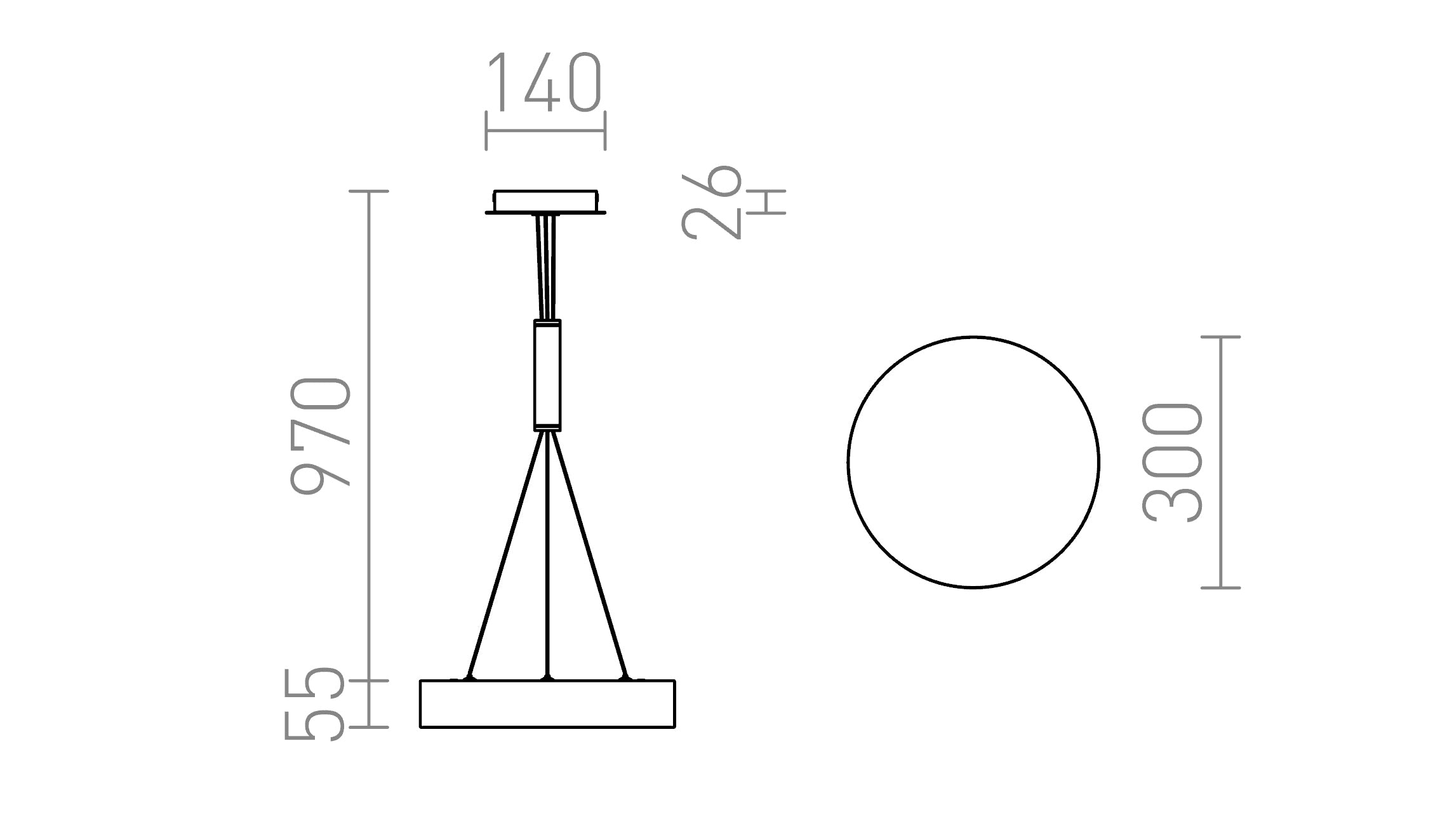 LARISA R 30 Pendelleuchte lampe - Product sketch