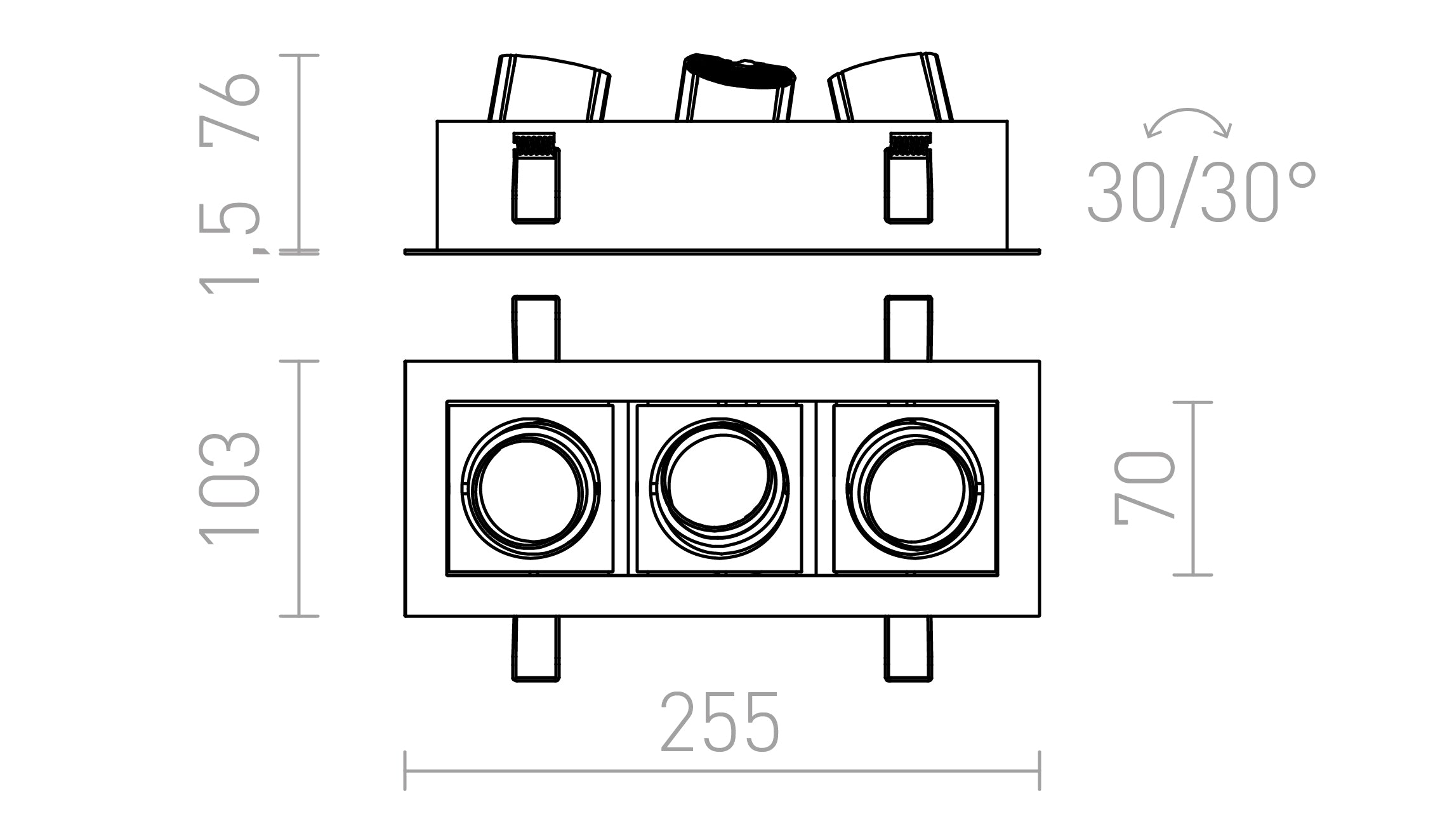 BONDY III infälld lampa - Product sketch