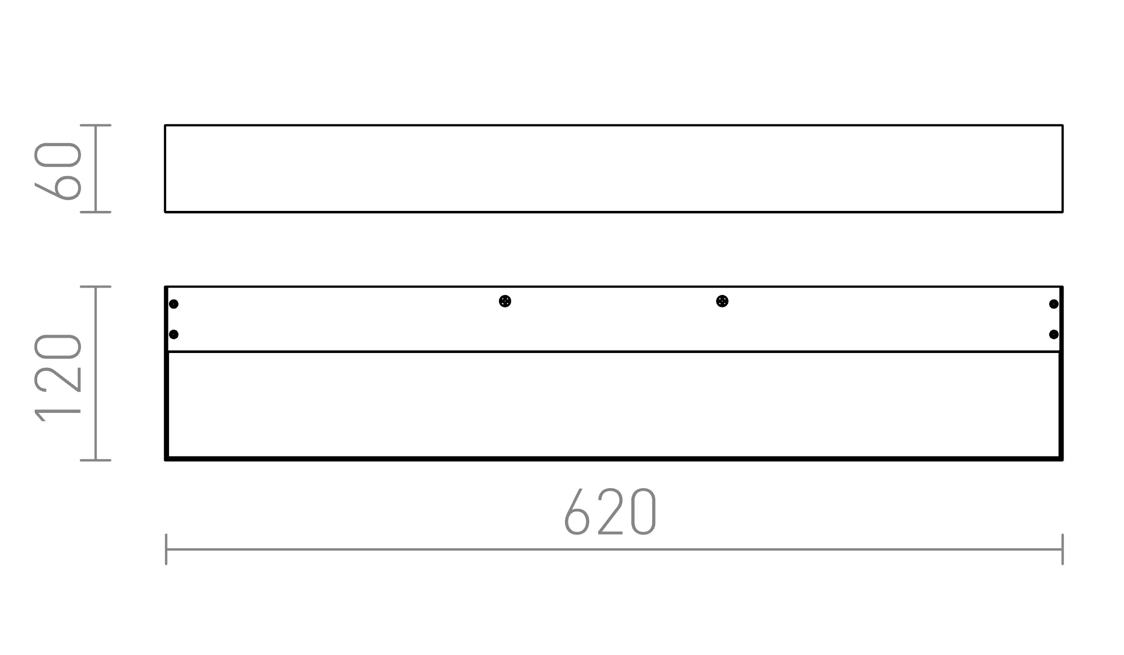 PRIO LED 62 stenska lampa - Product sketch