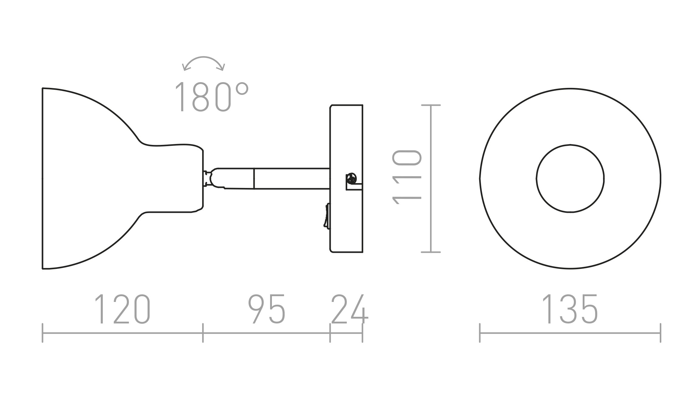 BAROQUE nástenná lampa - Product sketch