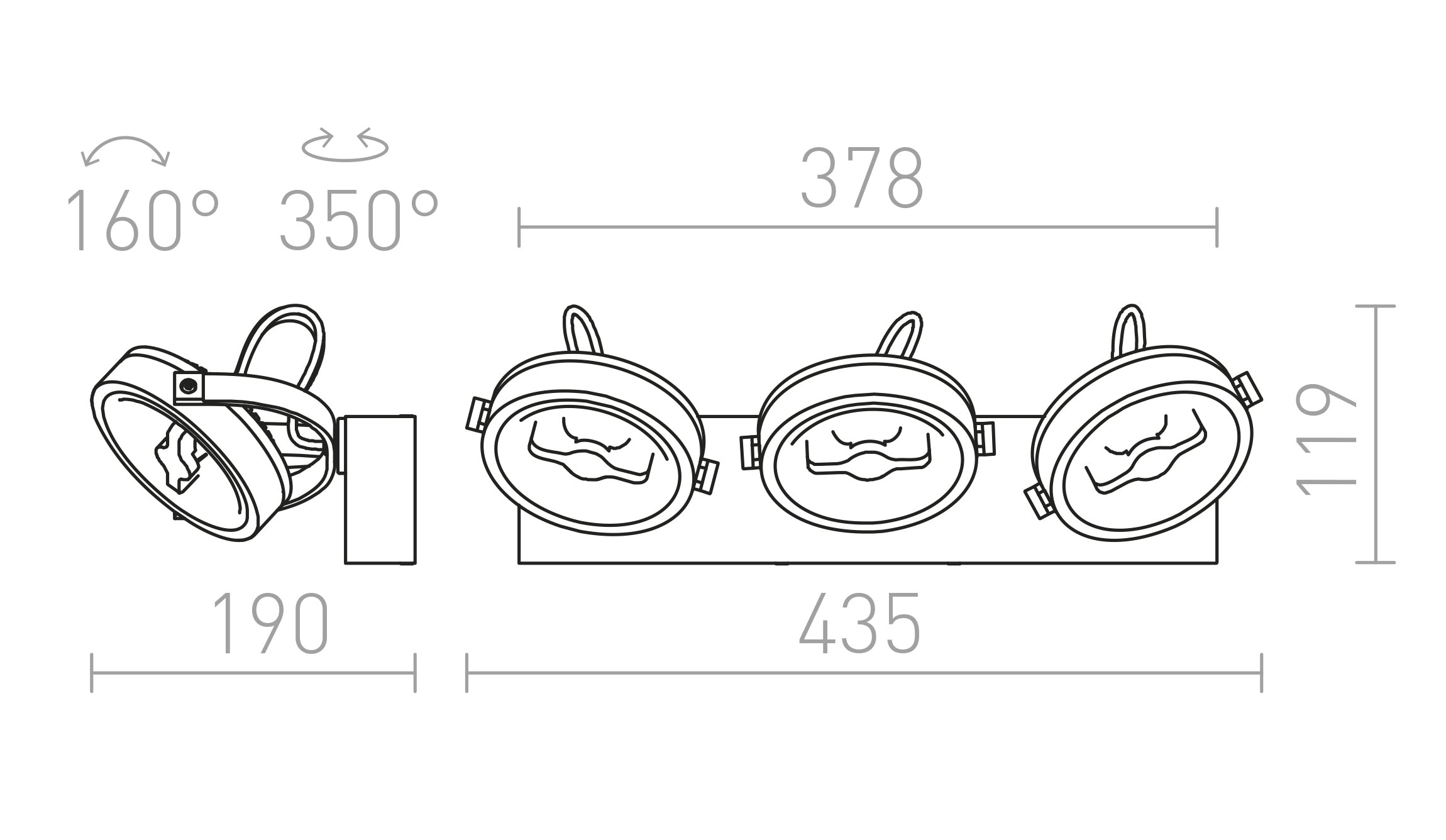 KELLY LED III DIMB vägg lampa - Product sketch