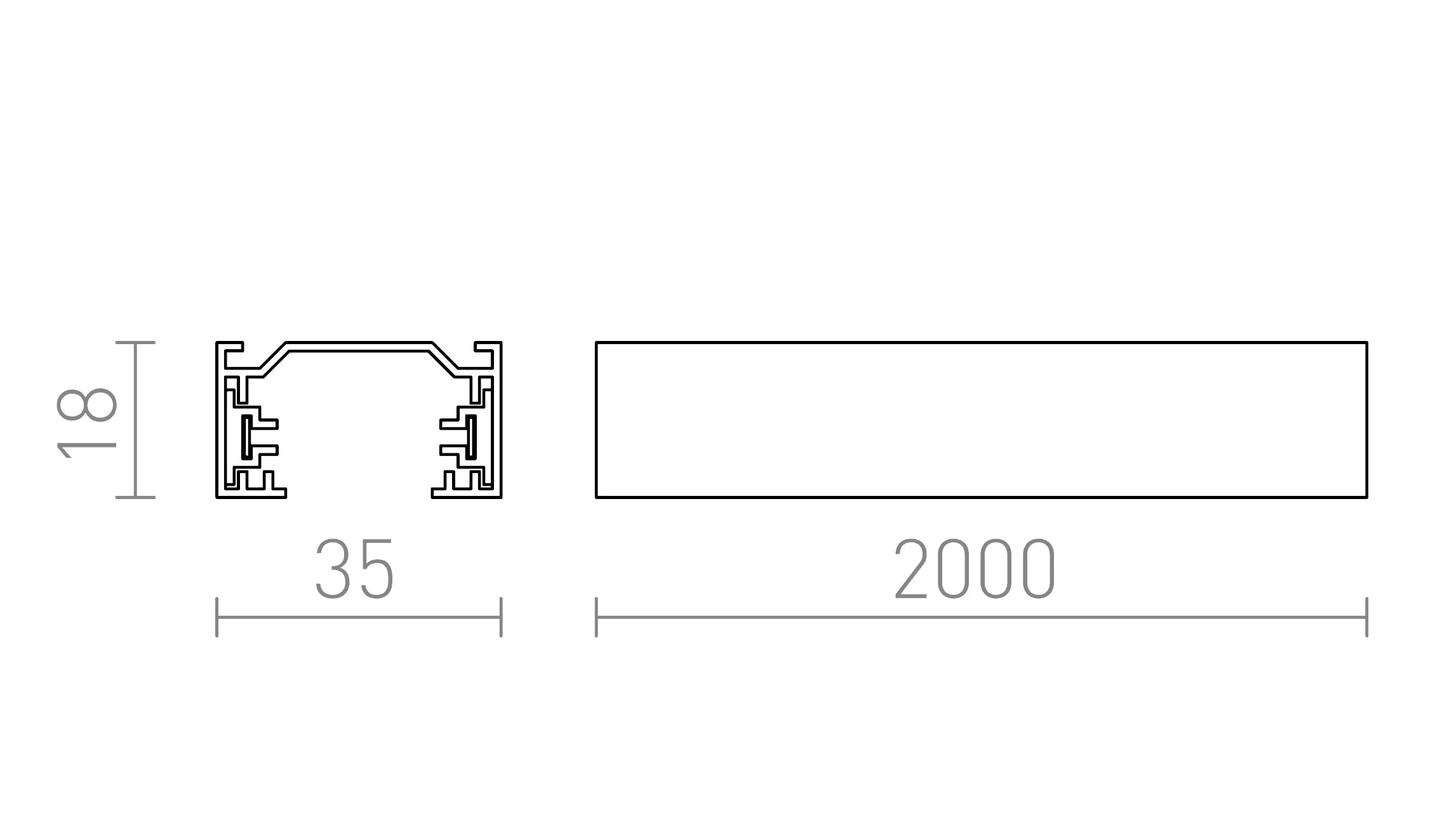 1F 2m binario lampada - Product sketch