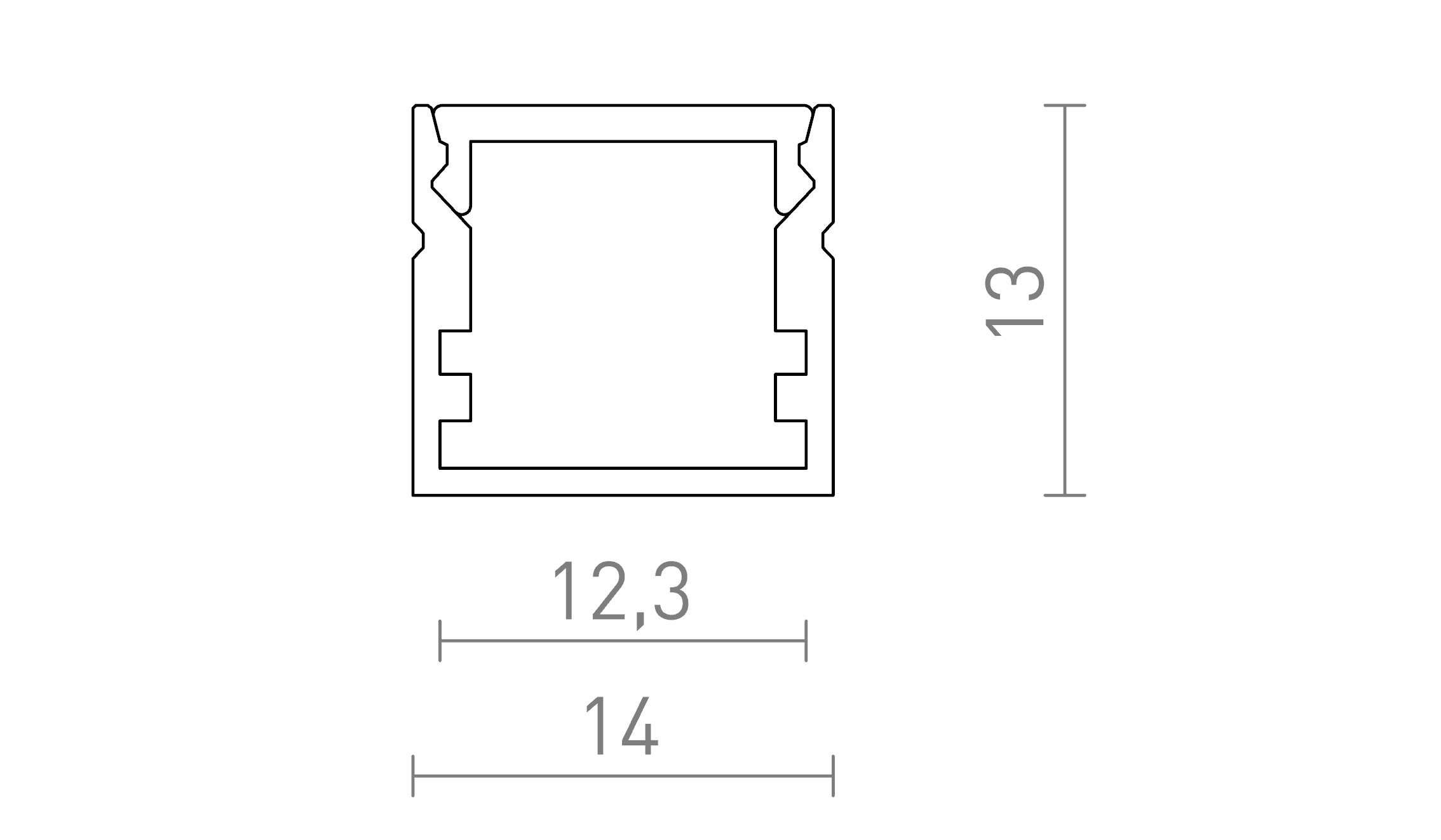 LED PROFILE C ytmonterad 1m - Product sketch