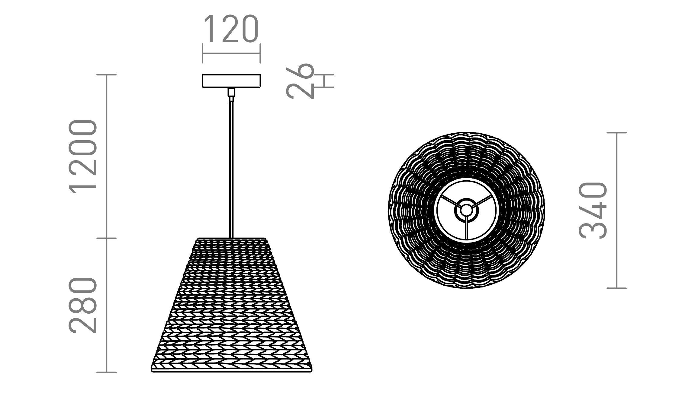 JAMAICA 34 pendant lamp - Product sketch