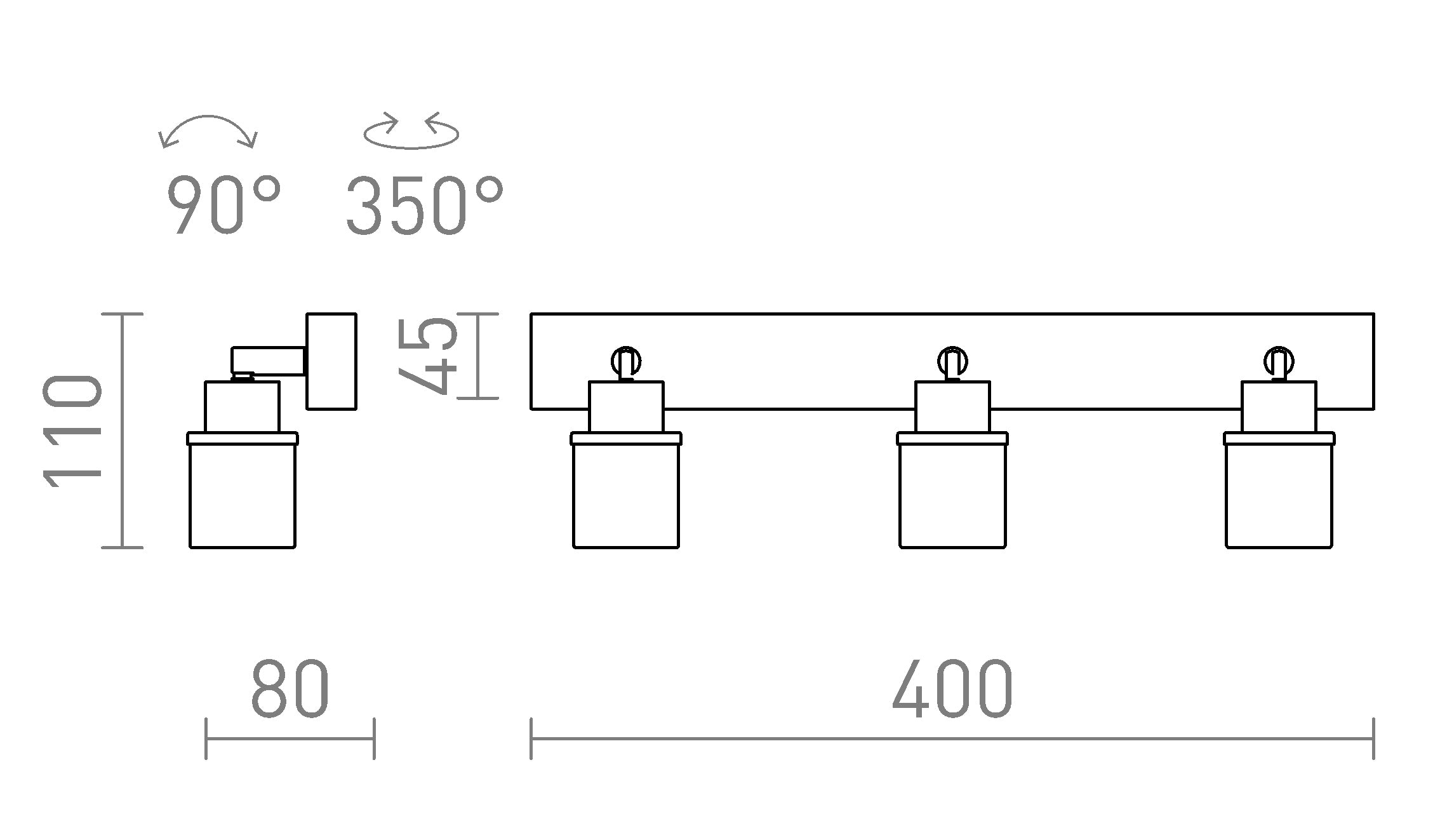 LINN III pinta-asennettava lamppu - Product sketch