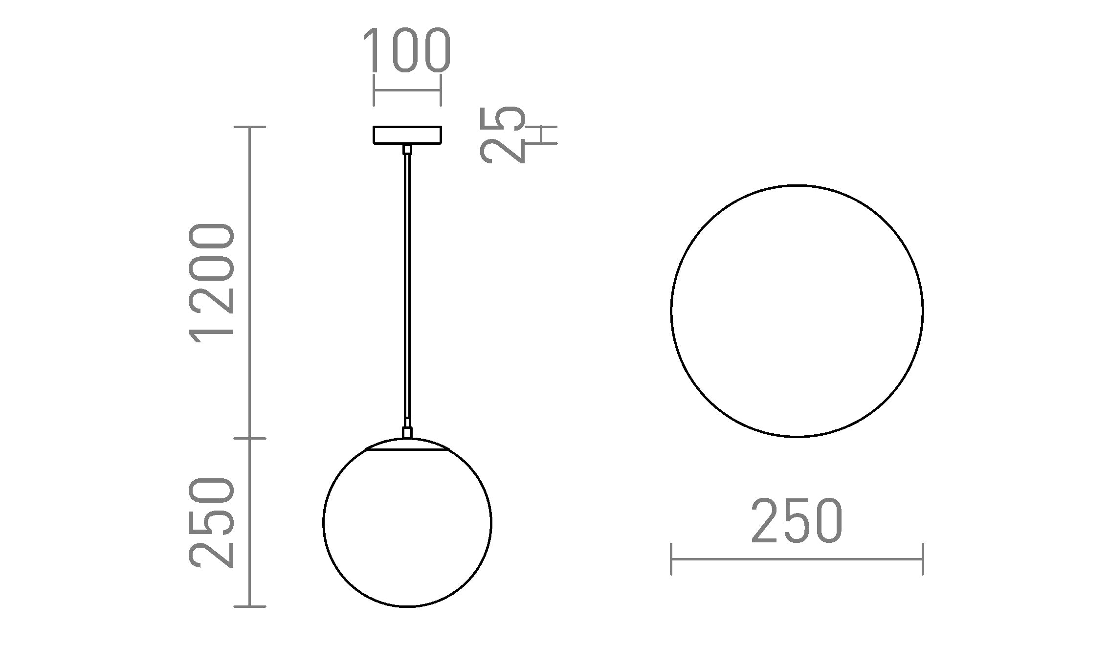 LUNA 25 pendel lampa - Product sketch