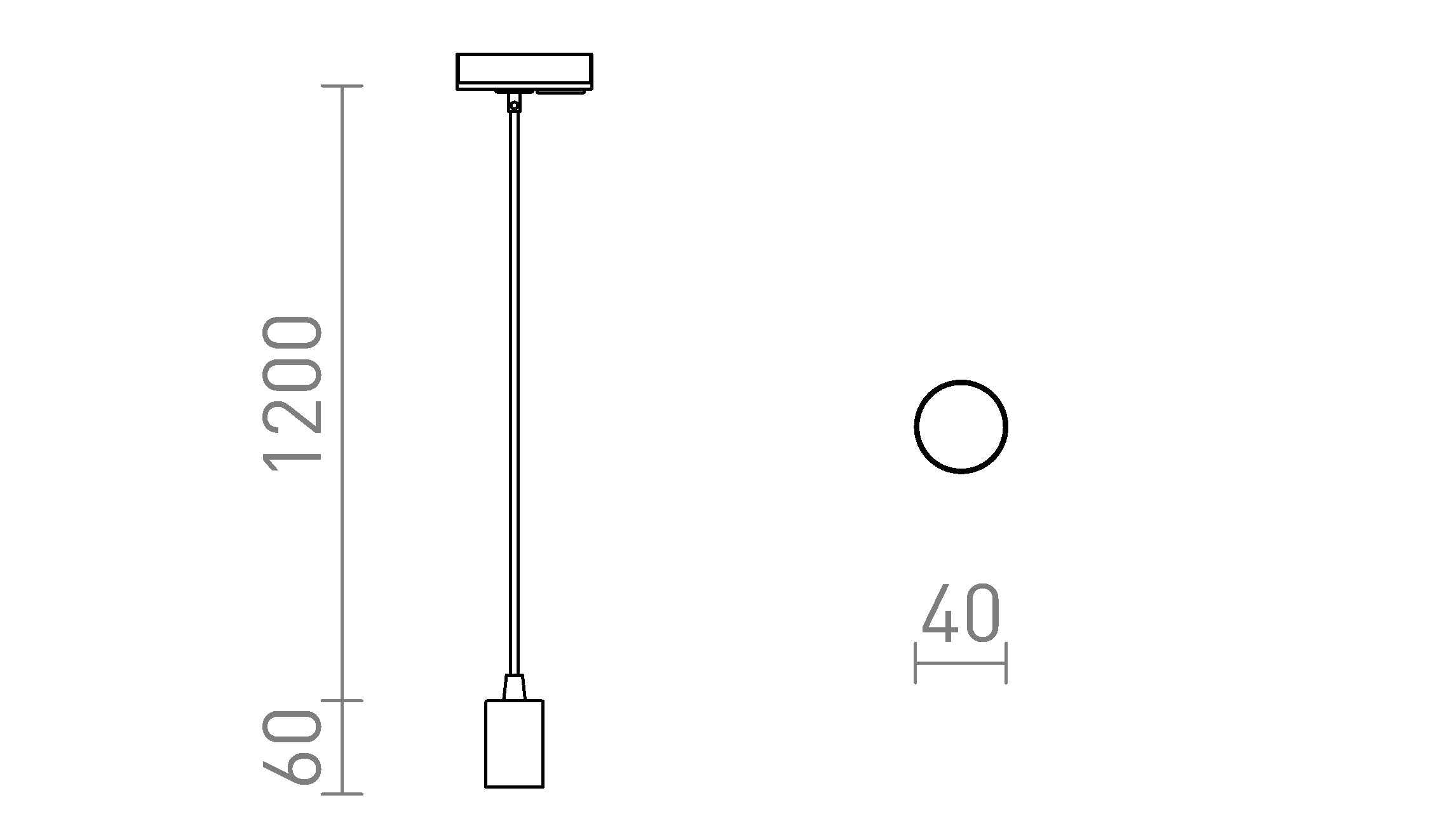 ARAQ till 1-fas skena pendel lampa - Product sketch
