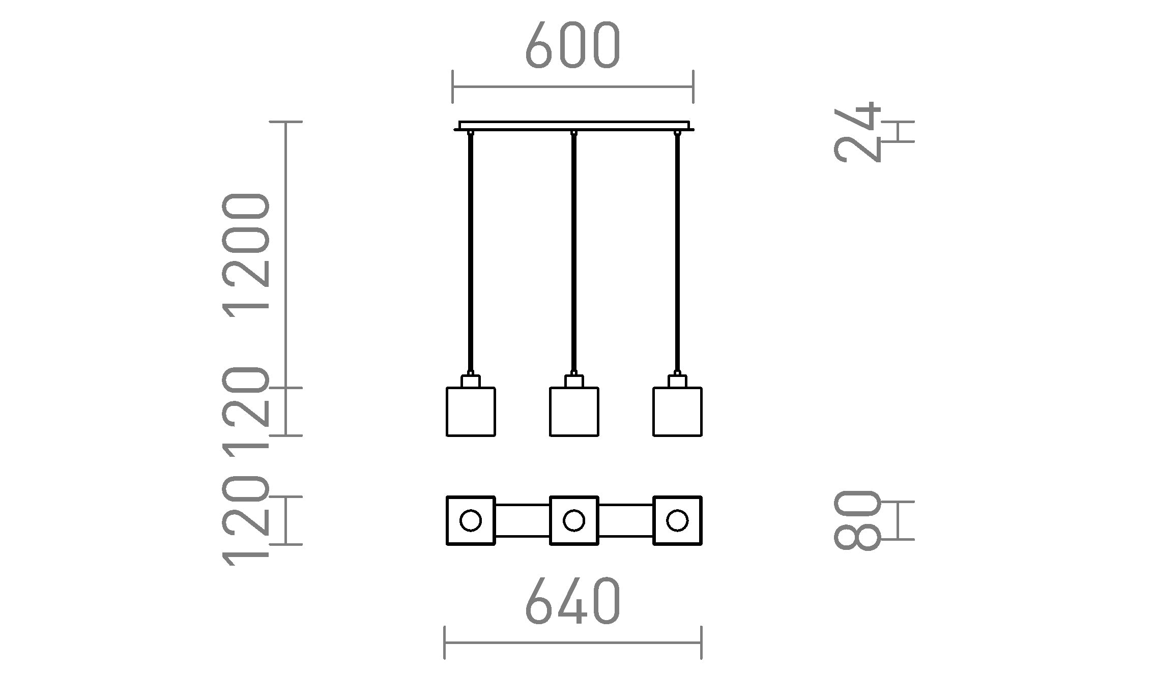 DADOS III 60 riippuvalaisin lamppu - Product sketch