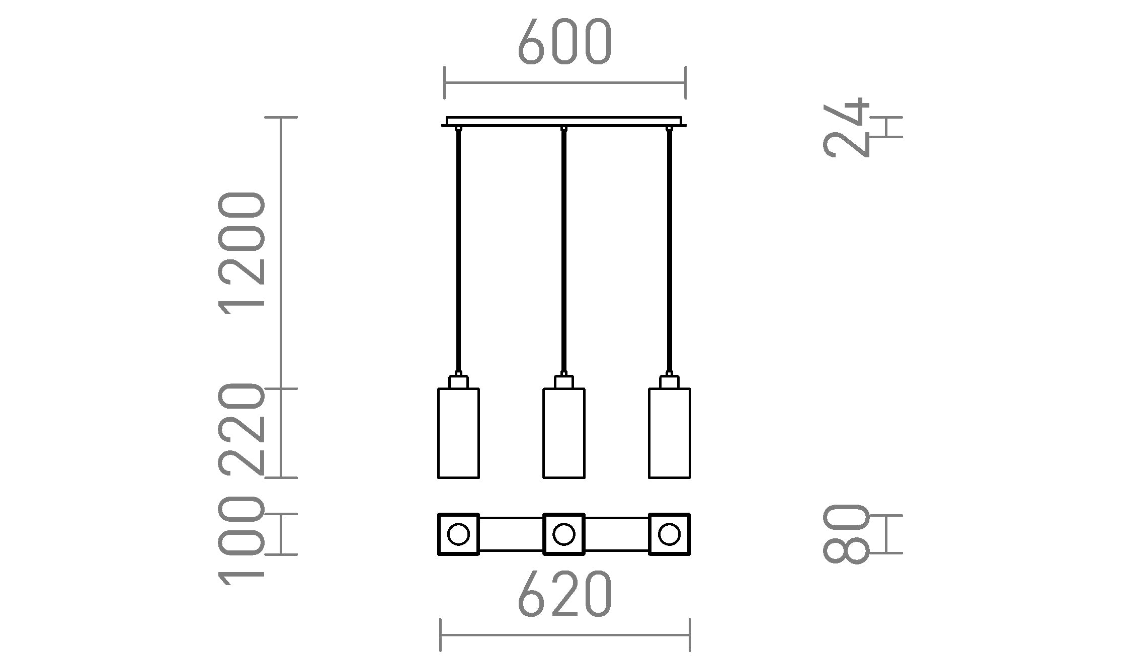 LIZ III 60 wisząca lampa - Product sketch