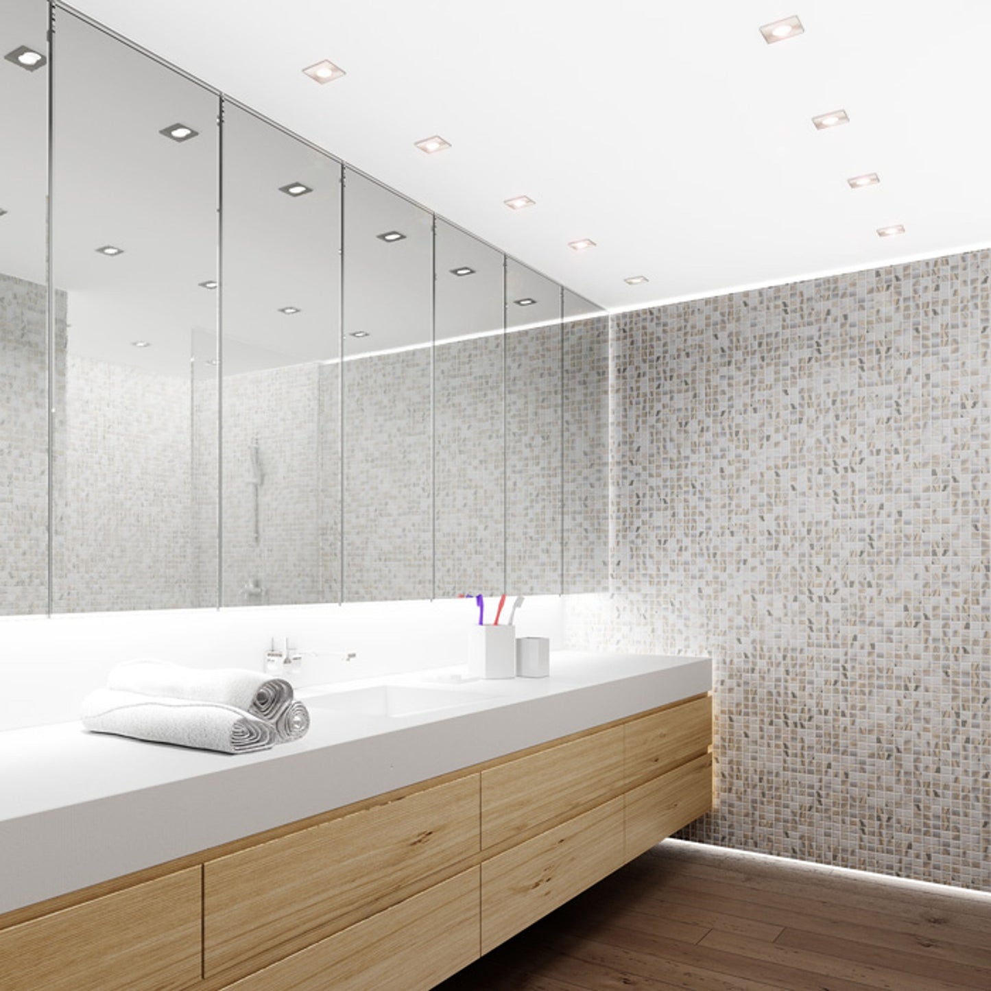 RENDL Outlet SPLASH SQ recessed matt nickel 230V LED GU10 8W IP65 R11736 3