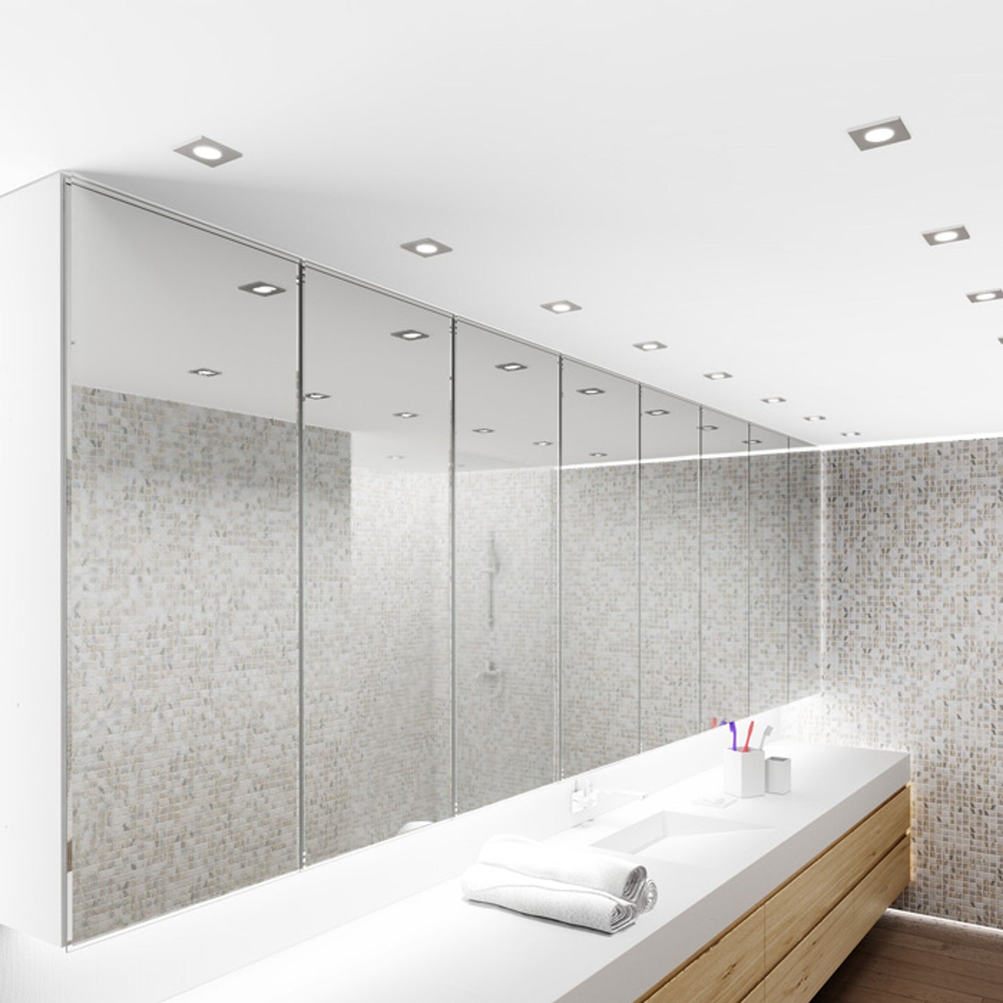 RENDL Outlet SPLASH SQ recessed matt nickel 230V LED GU10 8W IP65 R11736 5