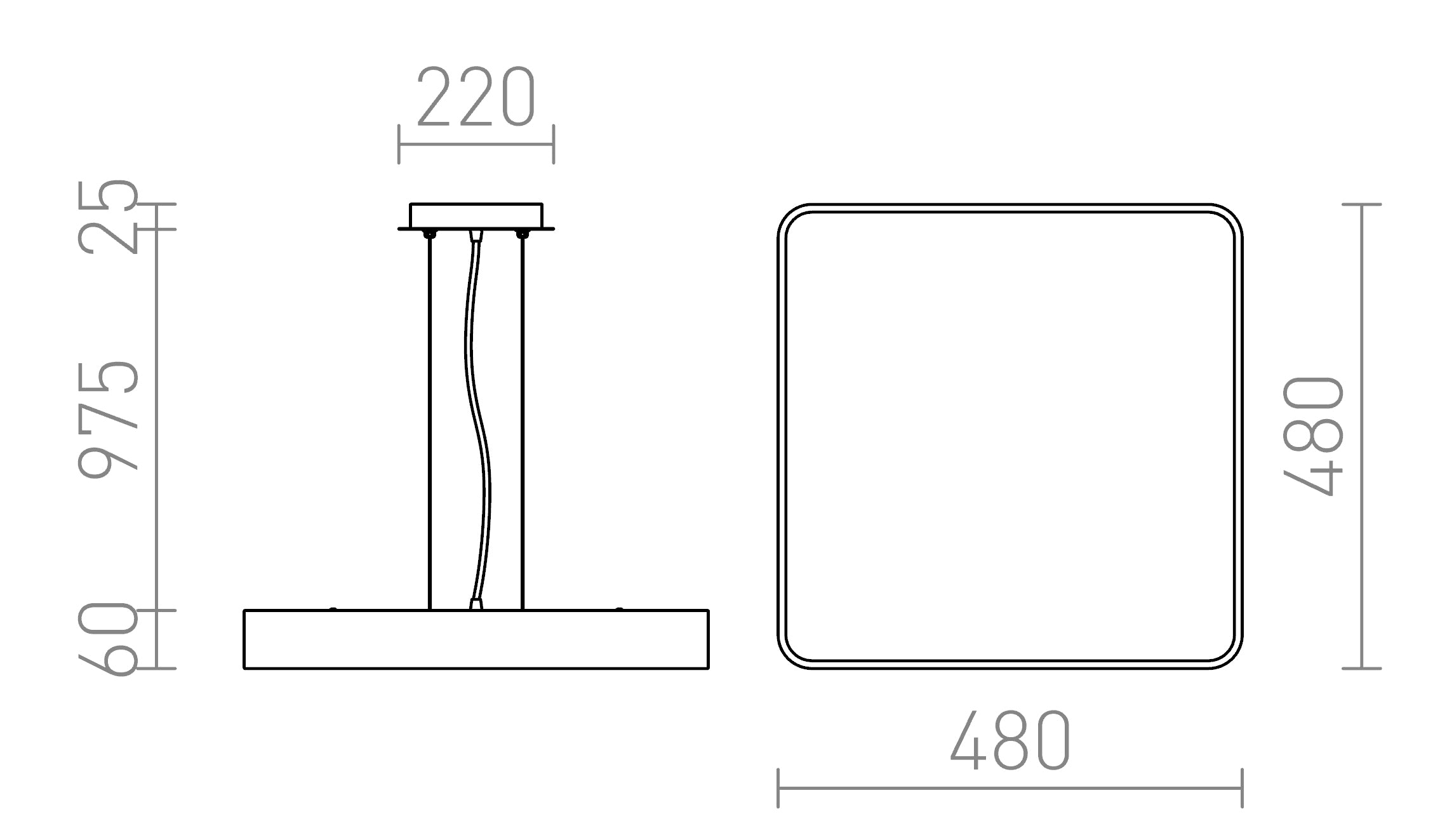 MENSA SQ 48 pendel lampa - Product sketch