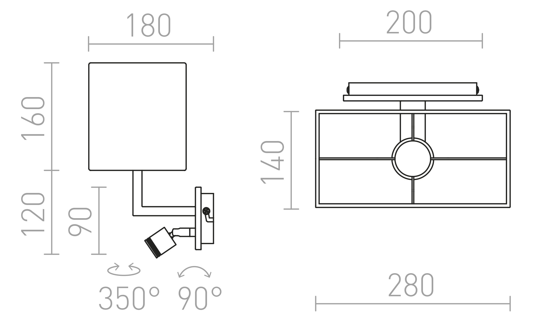PLAZA MED LÄSLAMPA - Product sketch