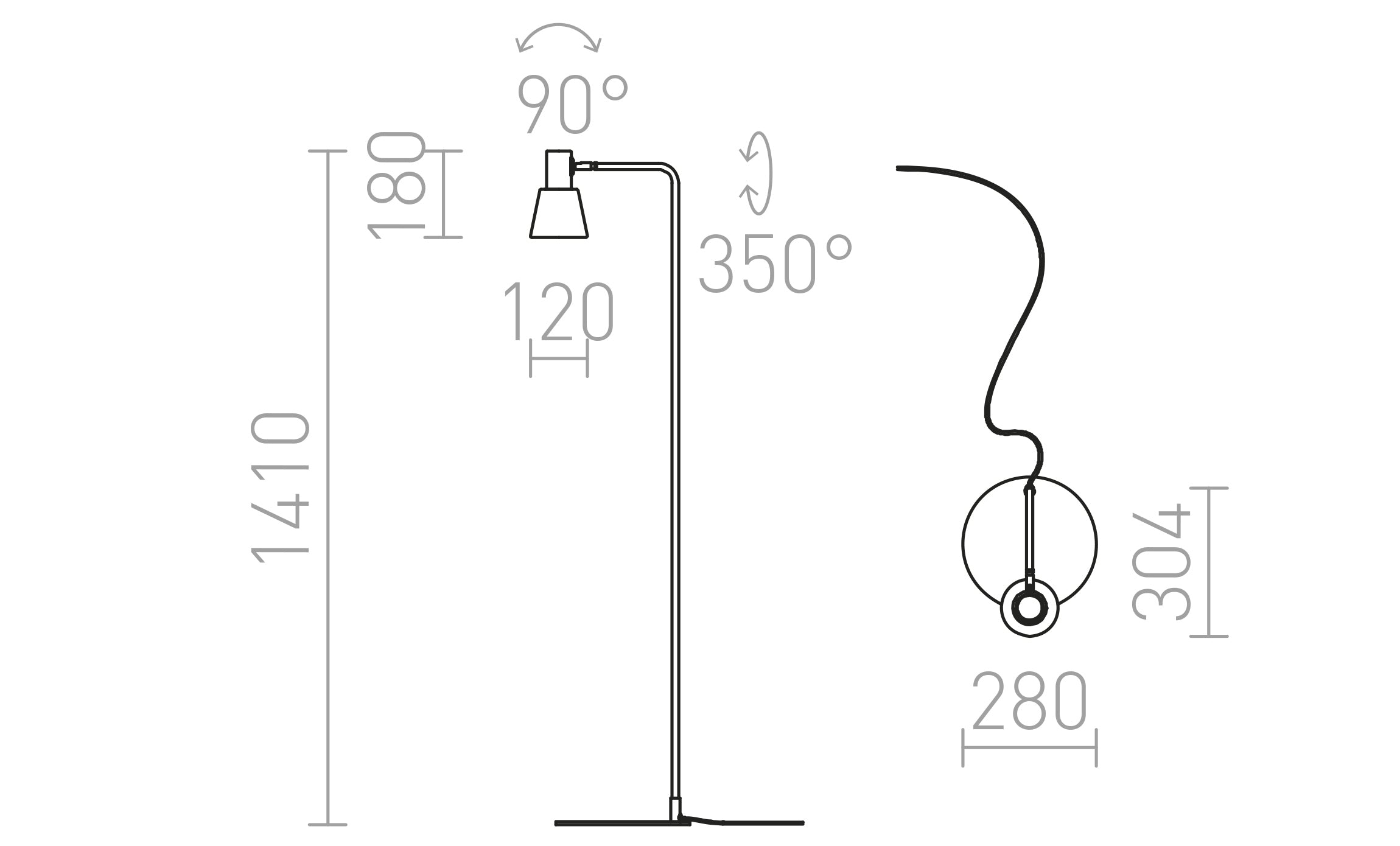 ICAR  golvlampa lampa - Product sketch