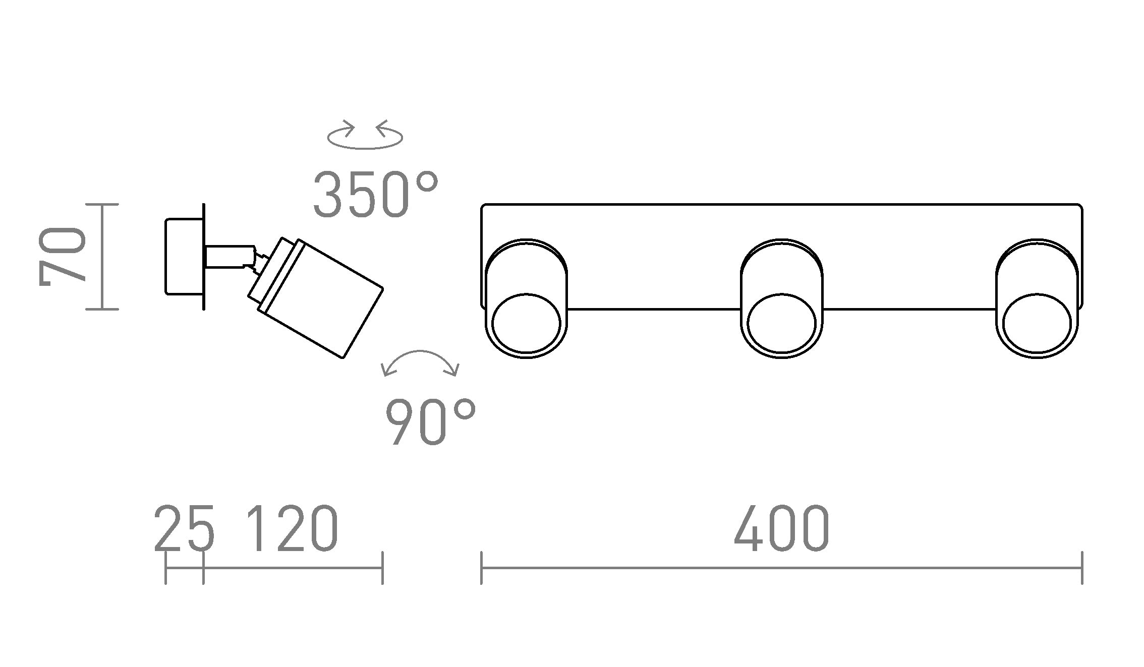 DUBLIN III ytmonterad lampa - Product sketch