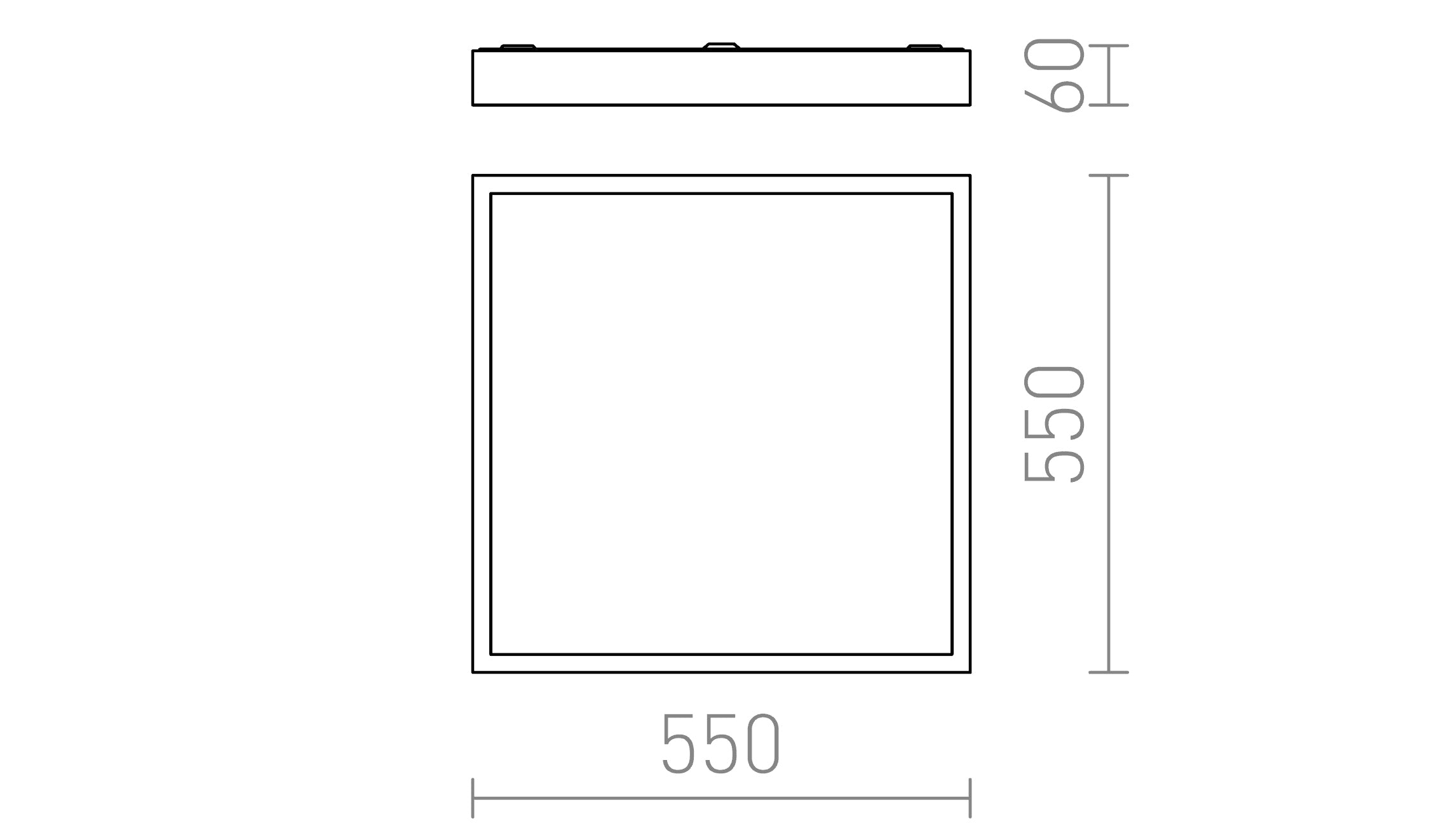 STRUCTURAL LED TAKLAMPA 55X55 - Product sketch