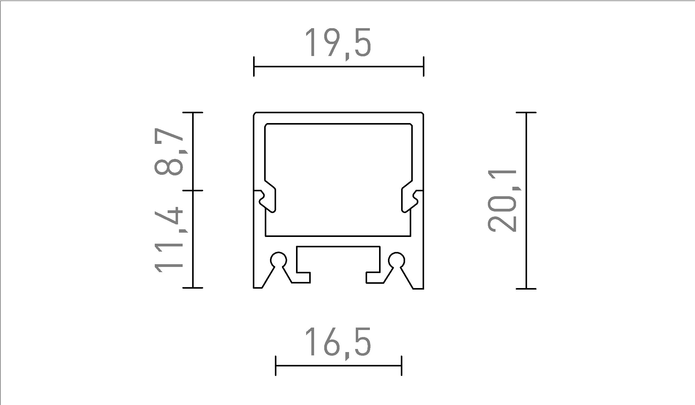 LED PROFIL D YTMONTERAD - Product sketch