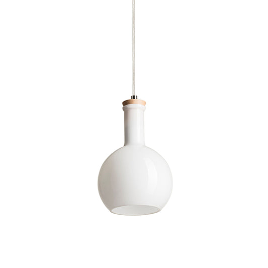 RENDL pendant lamp PULIRE RD pendant  opal-colored glass/wood/chrome 230V LED E14 6W R12664 1
