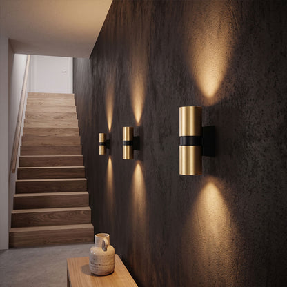 RENDL outdoor lamp MANO wall brushed brass/black 230V LED GU10 2x8W IP54 R14127 5