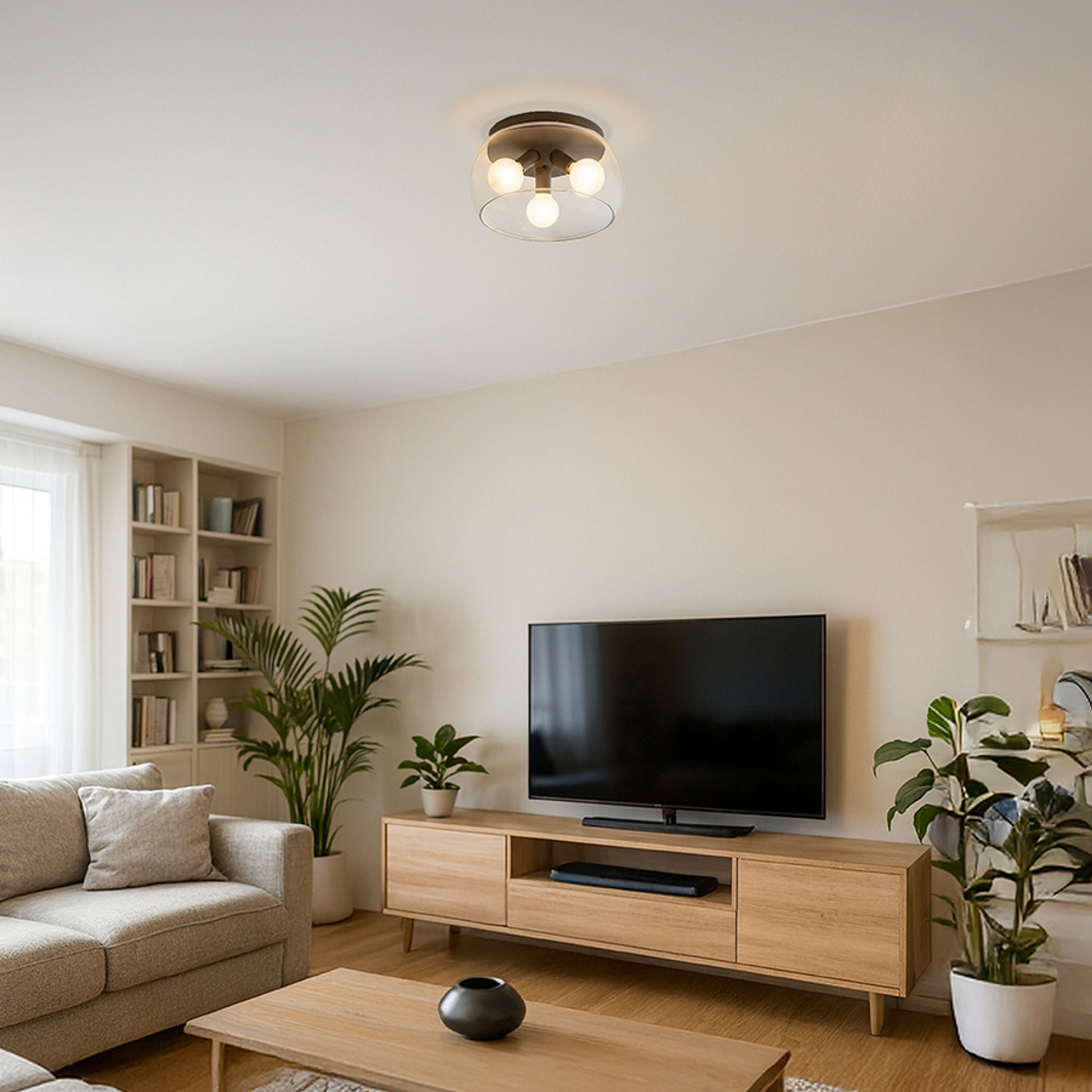 RENDL surface mounted lamp AMANDA ceiling matte black clear glass 230V LED E27 3x15W R14131 3